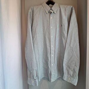 Ralph Lauren Men’s XXL Cotton Shirt – Green White Check Classic Fit Long Sleeve